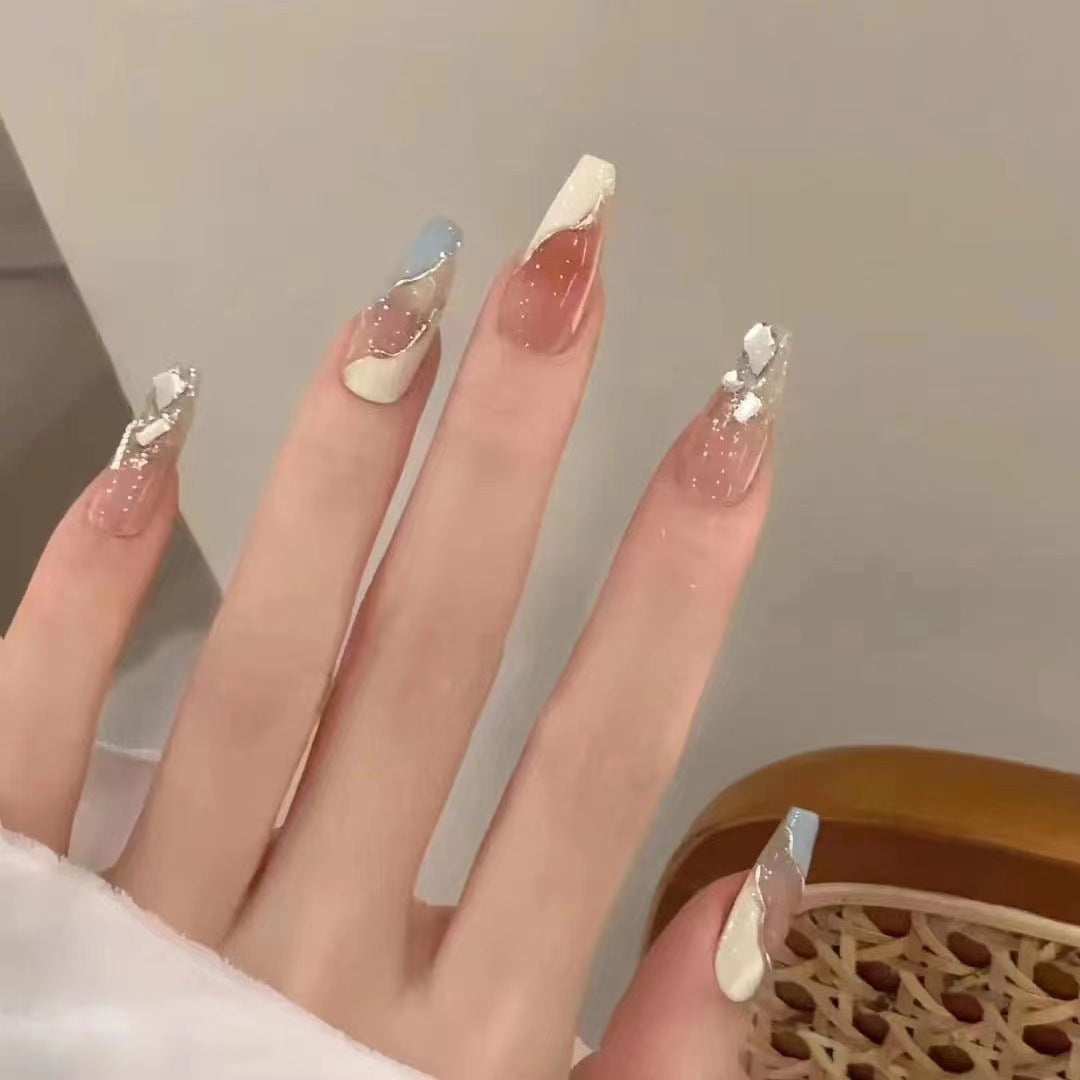 Elegant Stiletto Press-On Nail Art with Geometric Design Bowlift