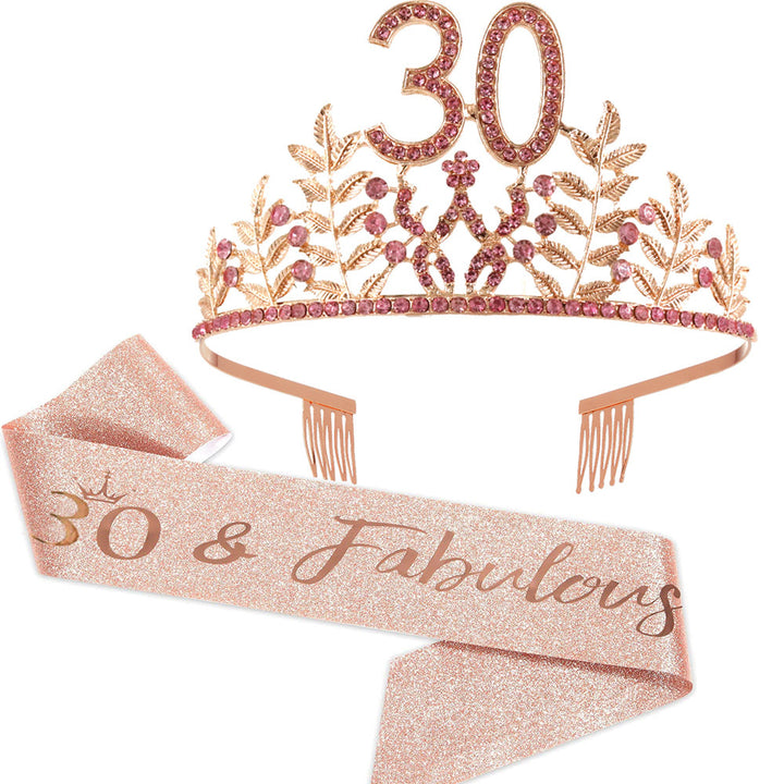 Women's Glamorous Birthday Crown with Shining Rhinestones Bowlift
