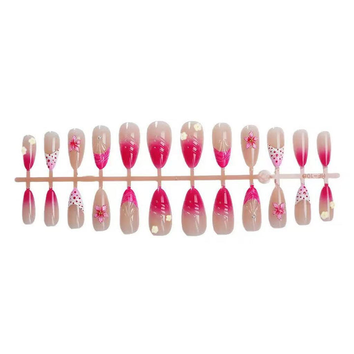 Artistic Floral-Accent Press-On Nails Bowlift