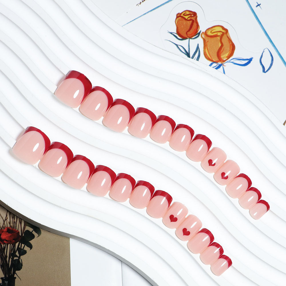 Artistic Heart-Design Press-On Nail Set Bowlift