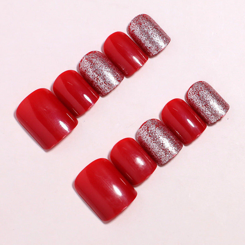 Decorative Press-On Nail Set with Glitter Accents Bowlift