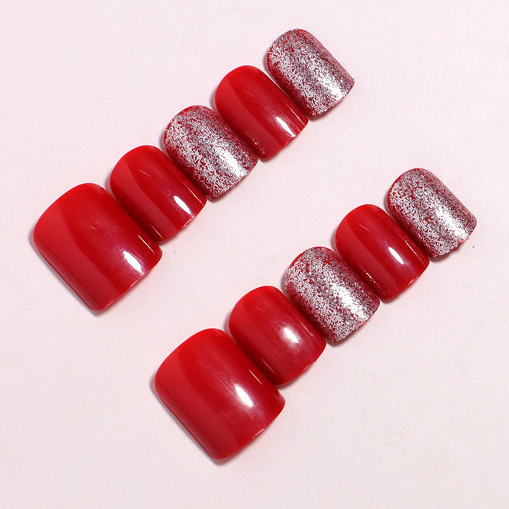 Decorative Press-On Nail Set with Glitter Accents Bowlift
