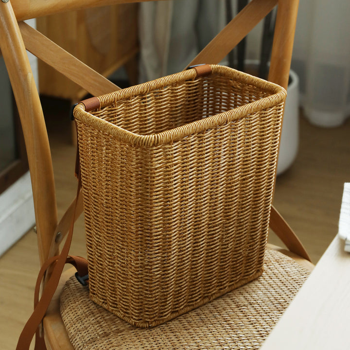 Handcrafted Wicker Storage Basket with Adjustable Strap Bowlift