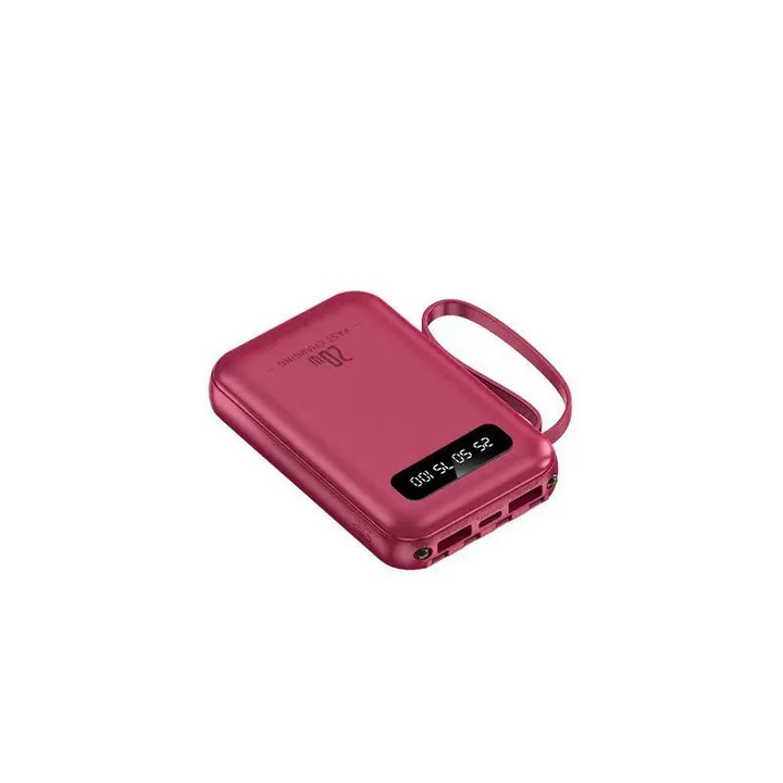 Compact multi-port portable power bank with built-in cables Bowlift