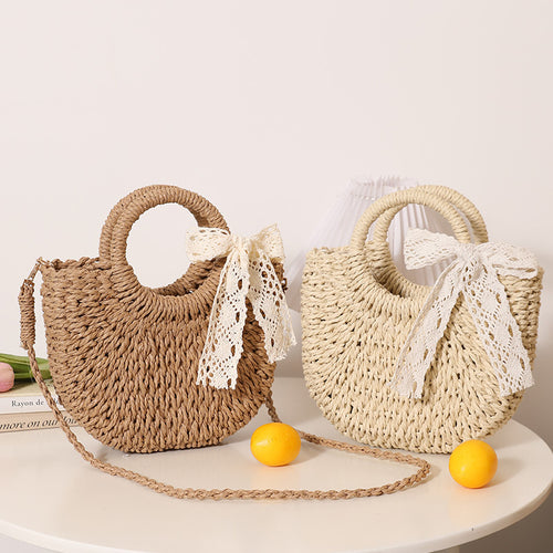 Trendy Bast Bag with Round Handle and Textured Design Bowlift