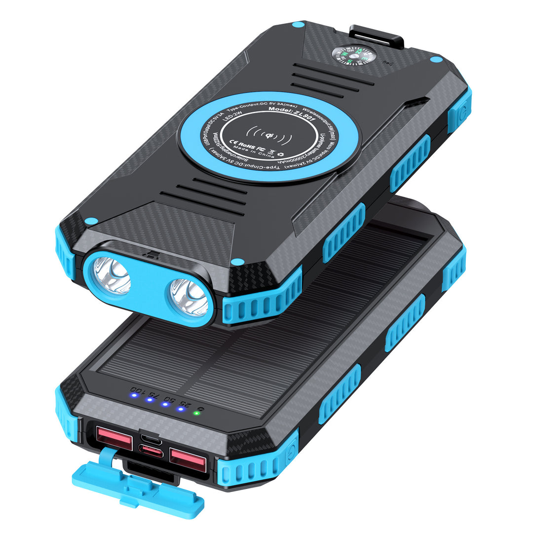 Solar-powered power bank with integrated compass and LED lighting Bowlift