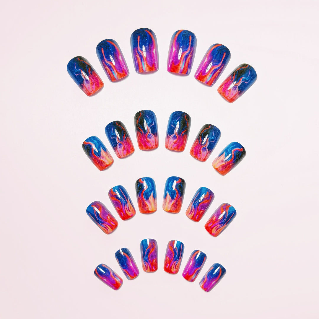 Creative Gel Nails with Luminous Wave Pattern Bowlift