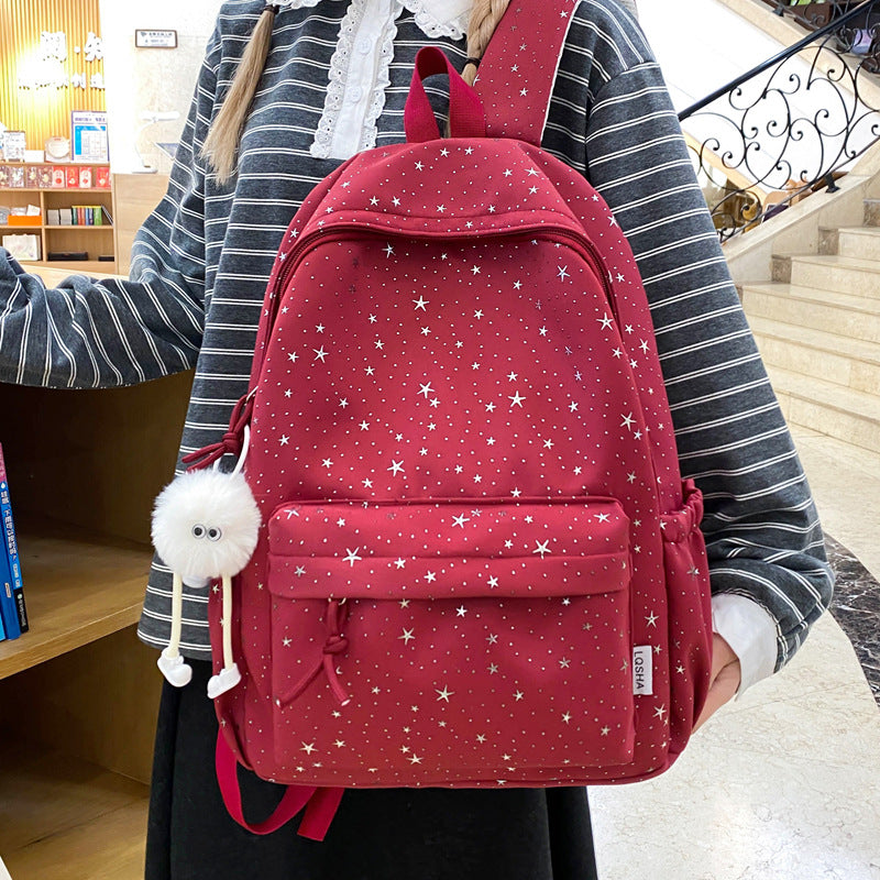 Cute Star-Embellished Casual Backpack