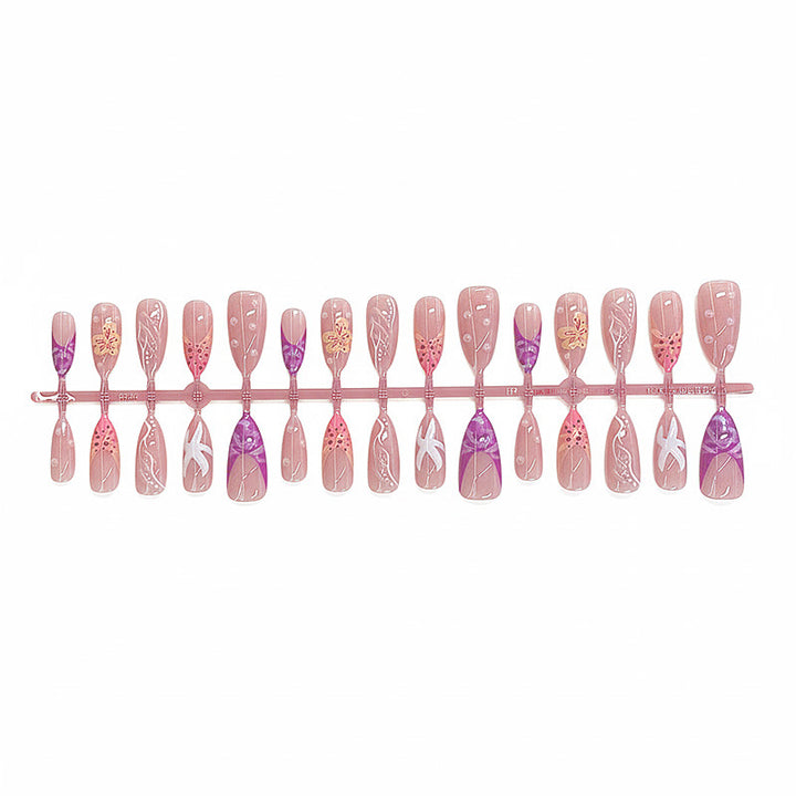 Artistic Floral Press-On Nail Design Bowlift