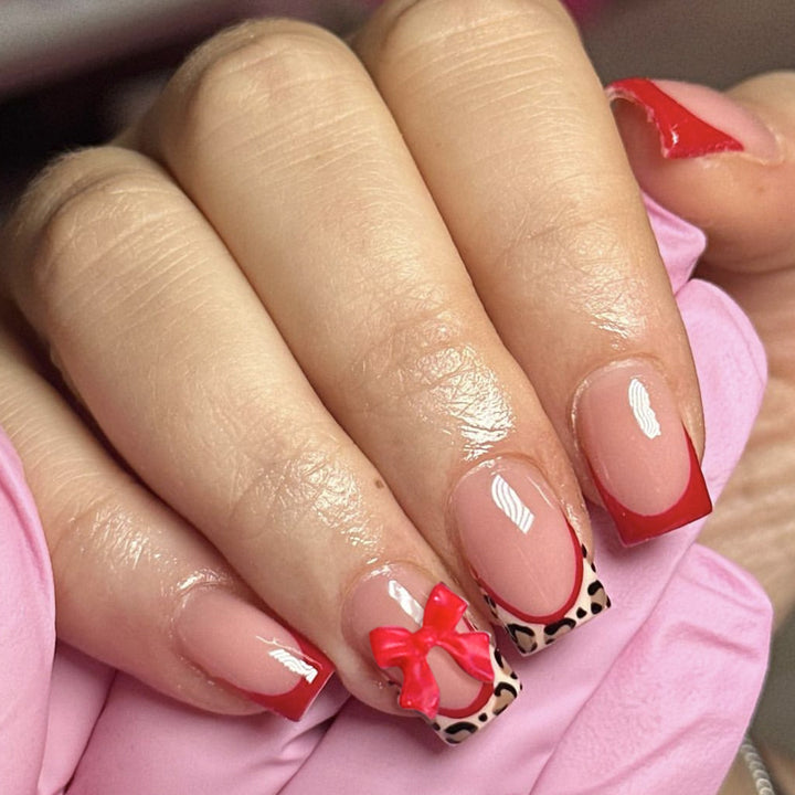 Decorative Acrylic Nail Art Extensions with Bow Accents Bowlift