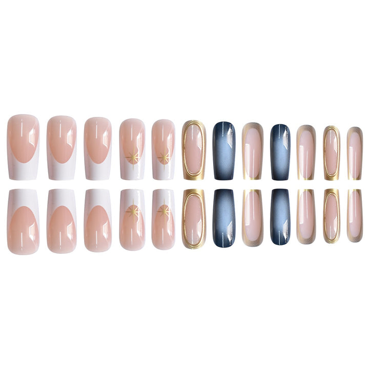 Elegant Ombre Press-On Nail Set with Gold Accents Bowlift