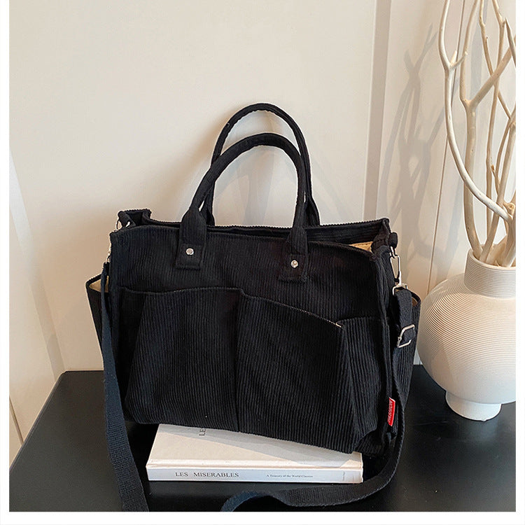 Corduroy Multi-Pocket Tote Bag Bowlift