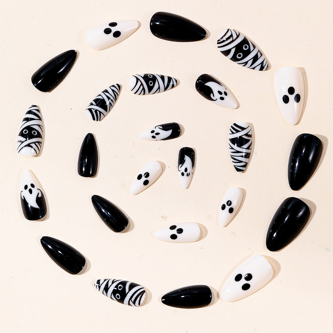 Halloween-Themed Ghost and Mummy Nail Art Bowlift