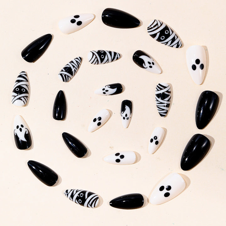 Halloween-Themed Ghost and Mummy Nail Art Bowlift