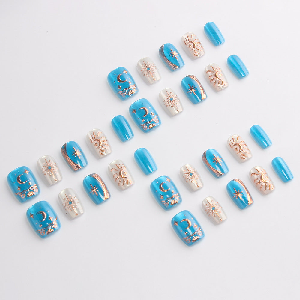 Celestial-Themed Press-On Nail Art Bowlift