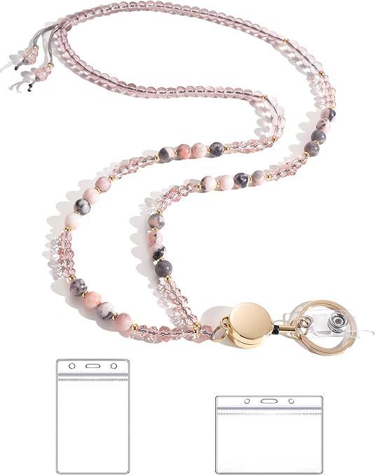 Beaded Lanyard with Retractable ID Holder Bowlift