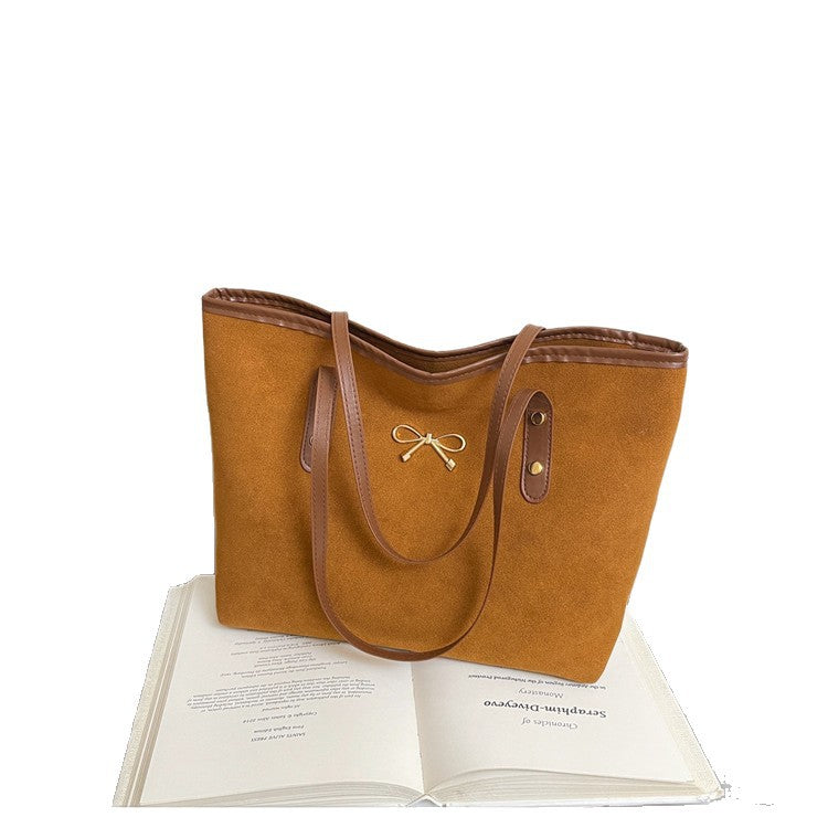 WoElegant Suede Handheld Tote Bag Bowlift