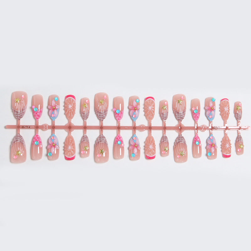 Artificial nails with colorful decorations Bowlift