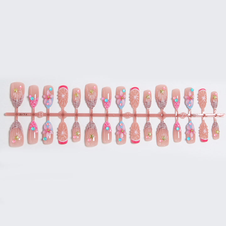 Artificial nails with colorful decorations Bowlift