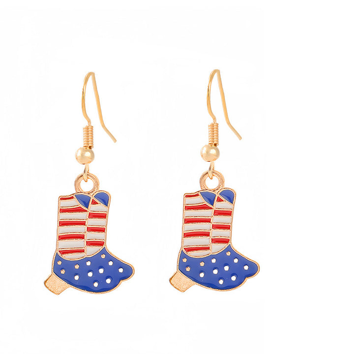 Ladies enamel earrings horseshoe with star stripe motif Bowlift