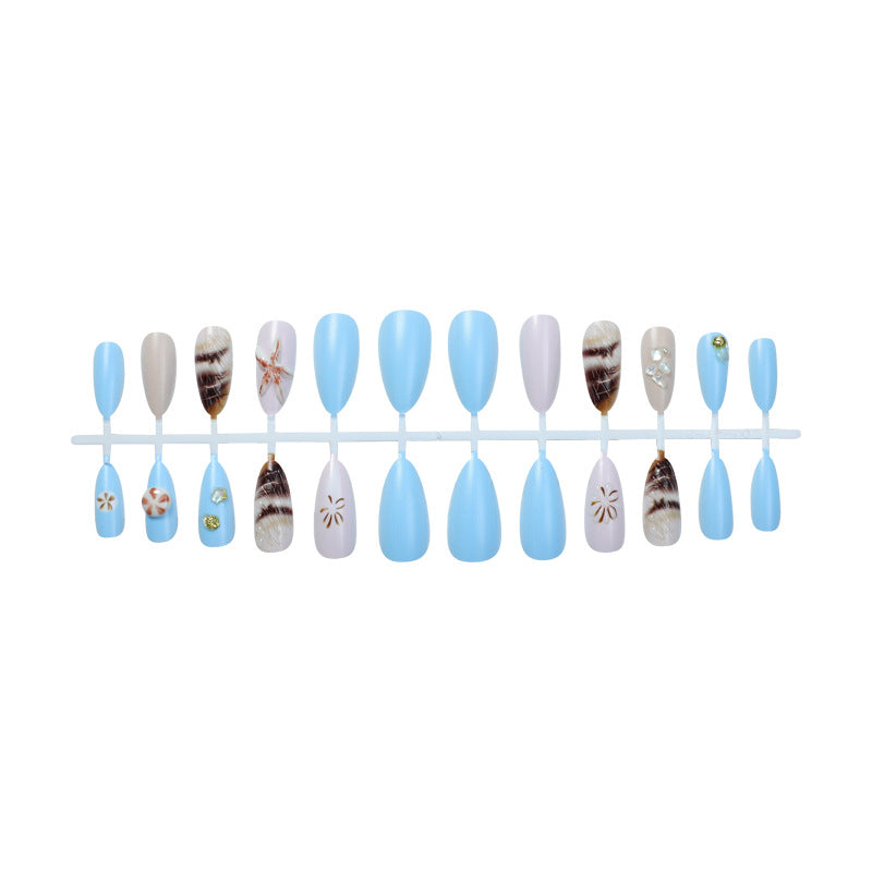 Decorative Press-On Nail Art Set with Coastal Theme Bowlift