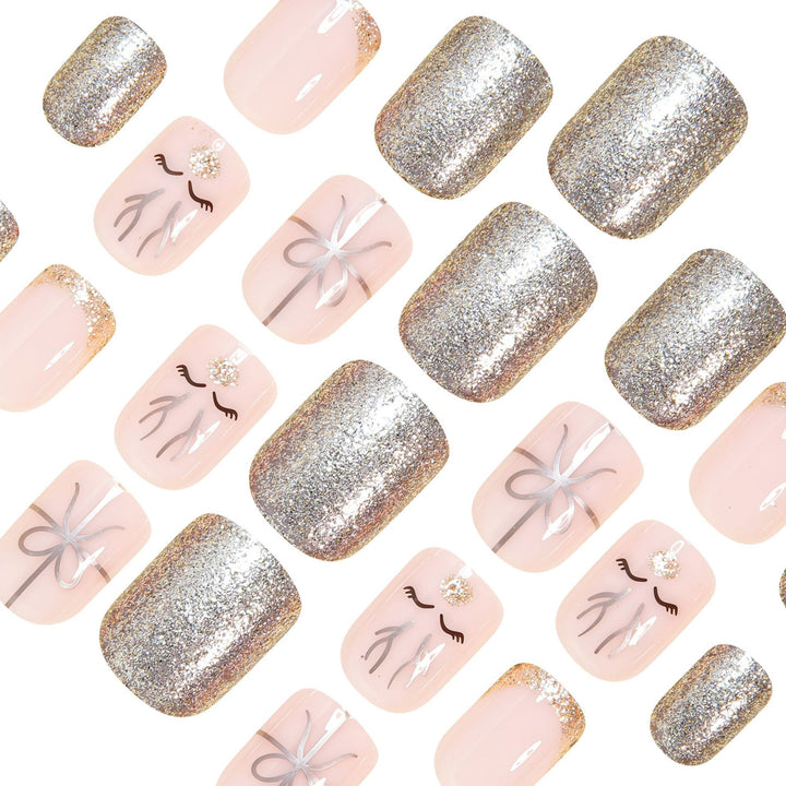 Elegant Festive Press-On Nail Art Set Bowlift