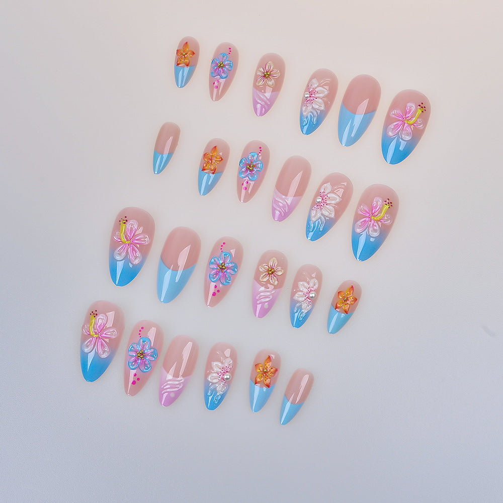Artistic Floral-Designed Press-On Nail Set Bowlift