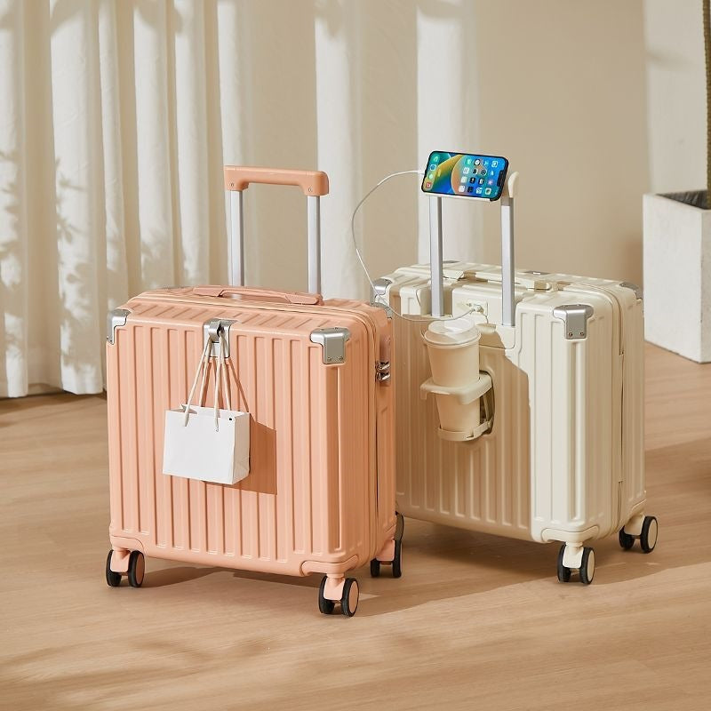 Hard-Shell Luggage With Integrated USB Port And Practical Cup Holder Bowlift