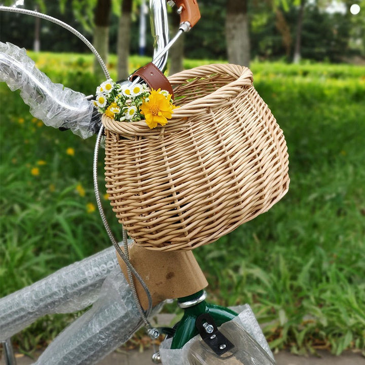 Women's Handmade Bicycle Basket with Leather Handles Bowlift