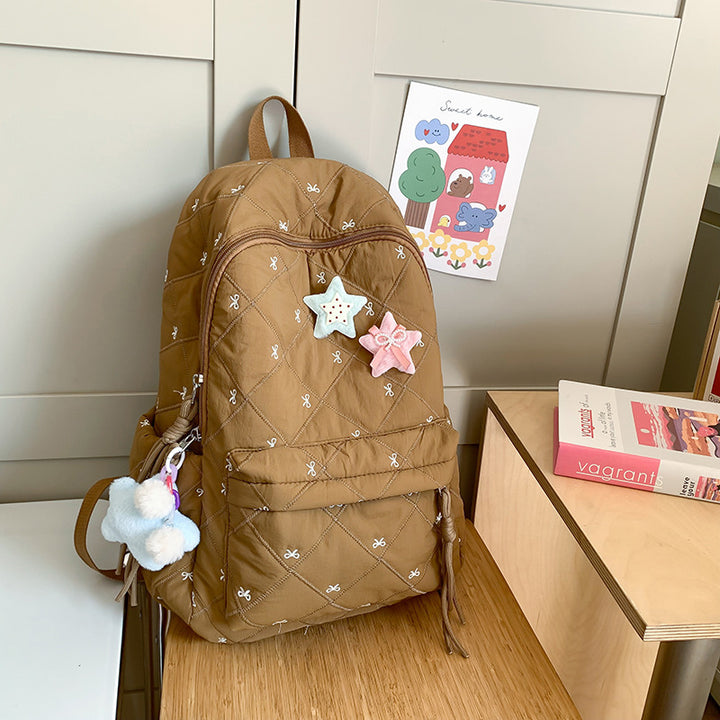 Quilted Playful Design Backpack Bowlift