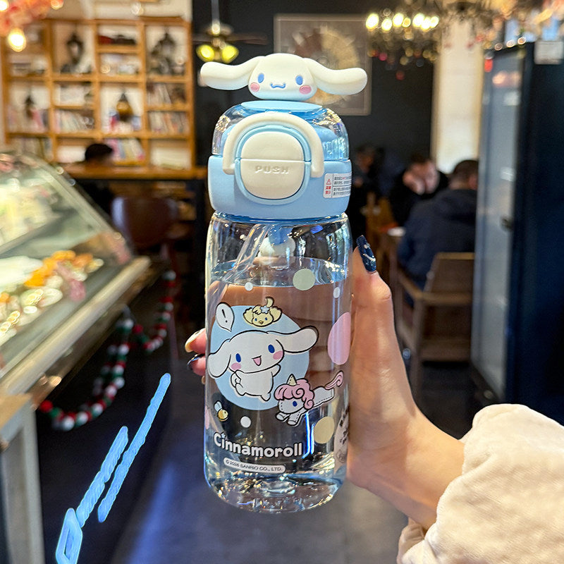 Women's water bottle with interactive lid and cute character design Bowlift