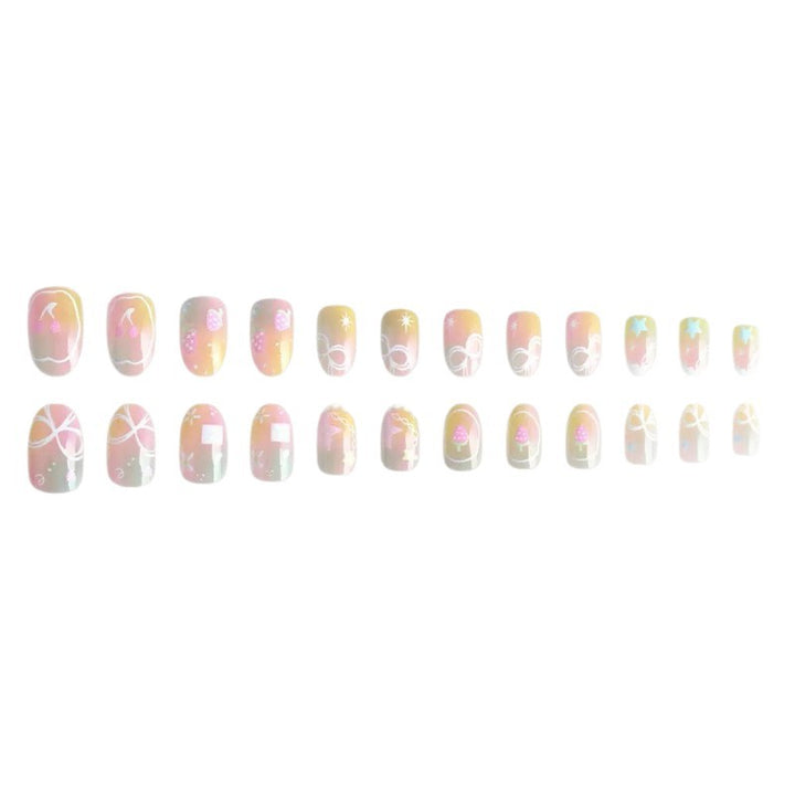 Creative artificial nails with colorful designs Bowlift