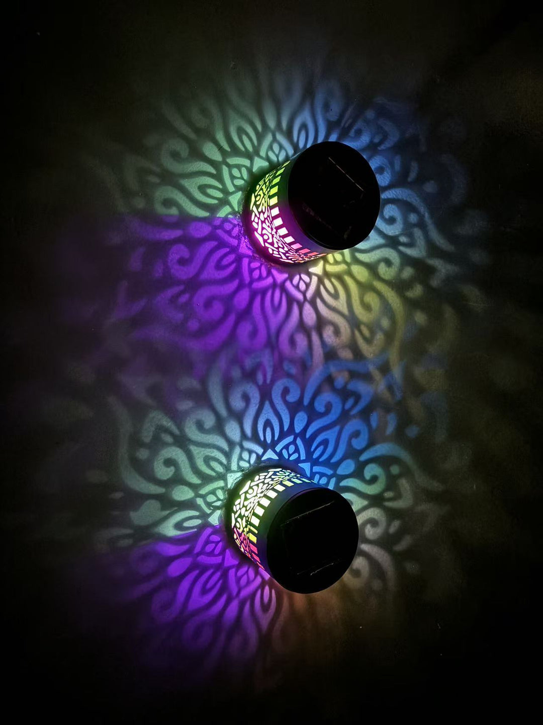 Decorative Solar Wall Lantern With Moroccan Cutout Projection Metal Outdoor Sconce Pair Bowlift