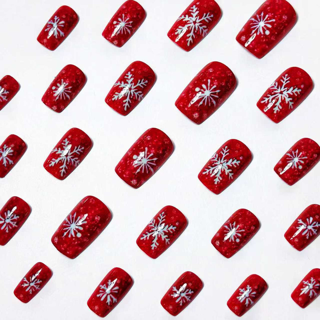 Snowflake Design Acrylic Nail Art Bowlift