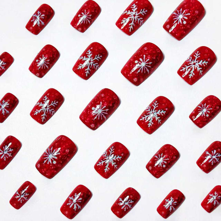 Snowflake Design Acrylic Nail Art Bowlift