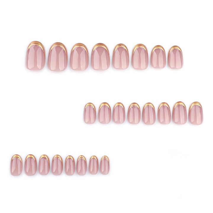 Elegant Gold-Tipped French Nail Art Bowlift