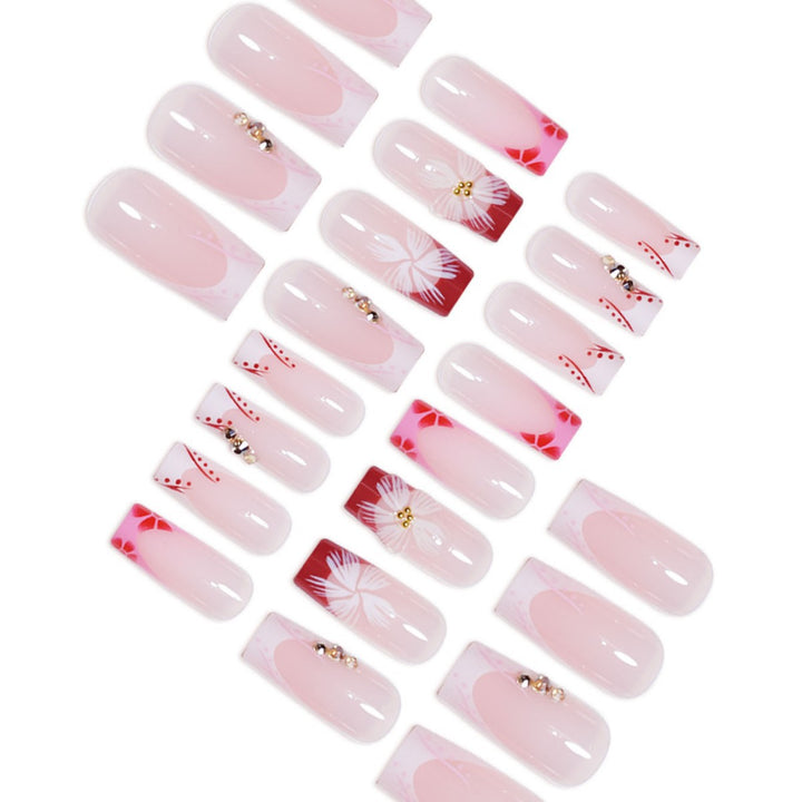 Elegant 3D Floral Press-On Nail Extensions Bowlift