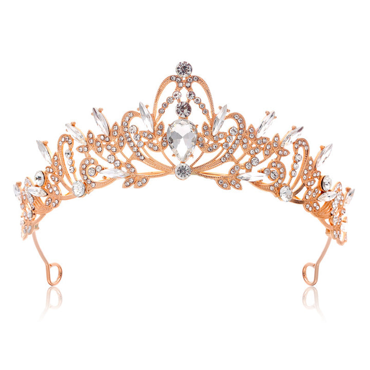 Ladies Elegant Hair Crown with Filigree Crystal Decorations Bowlift