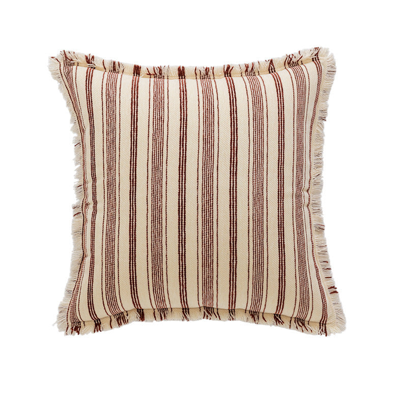 Striped Fringe Decorative Pillow