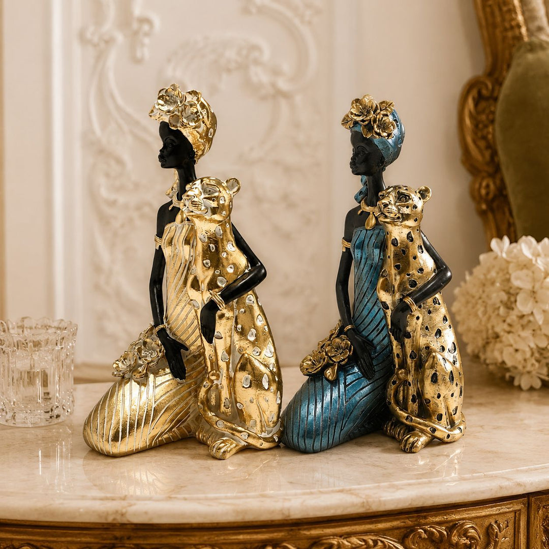 Elegant sculpture with leopard casting Bowlift
