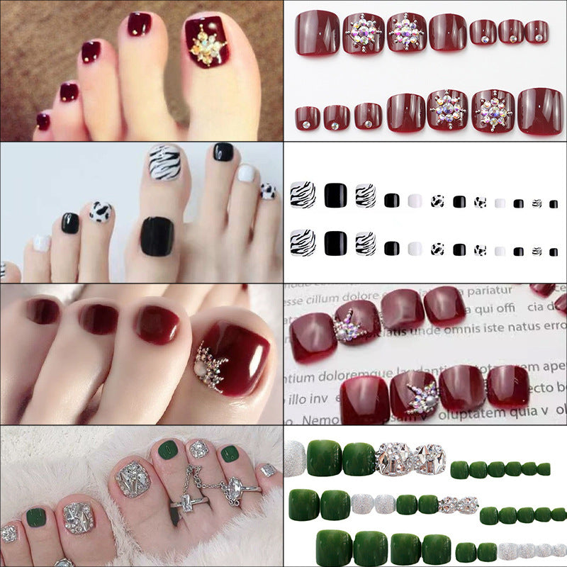 Premium Decorative Pedicure Press-On Nail Set Bowlift