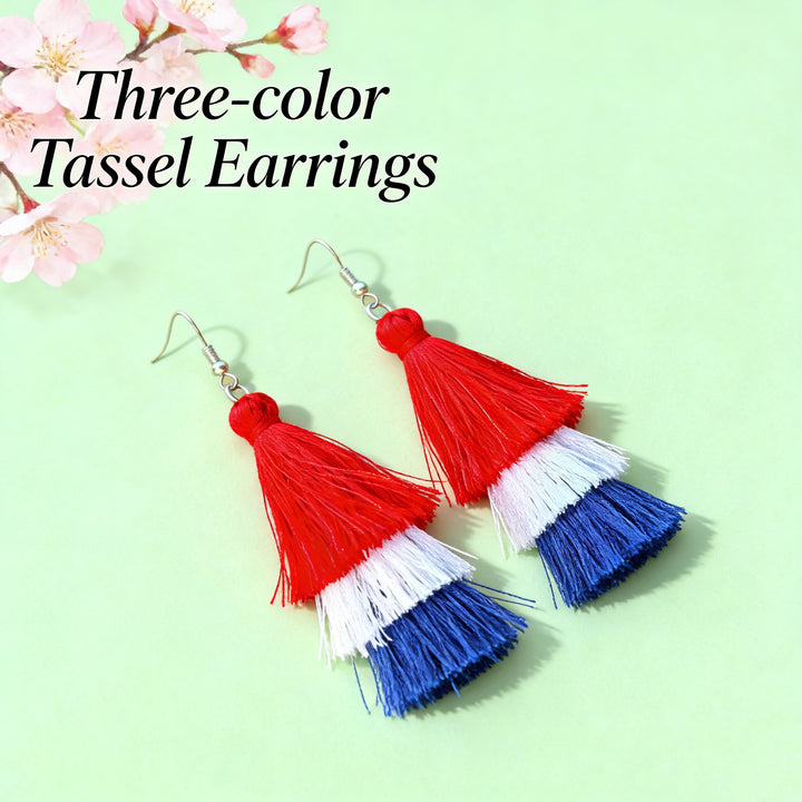 Women's multi-layer tassel earrings with tiered fringes and nickel-free stud closure Bowlift