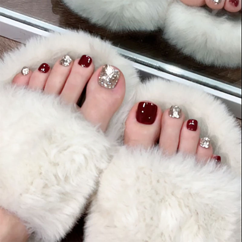 Decorative Press-On Pedicure Nail Set Bowlift