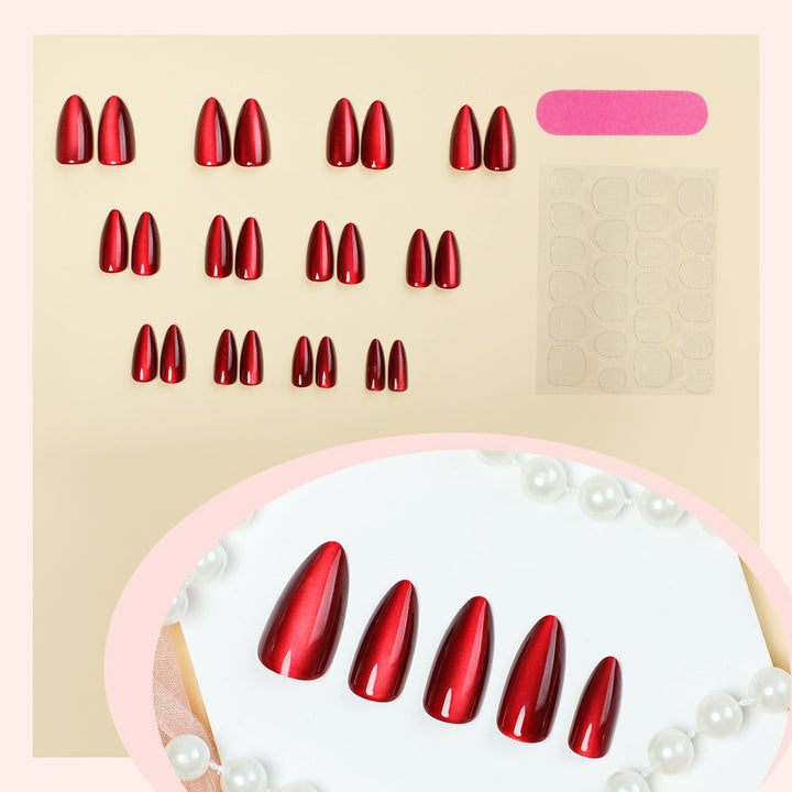 Elegant Almond-Shaped Press-On Nails with Glossy Finish Bowlift