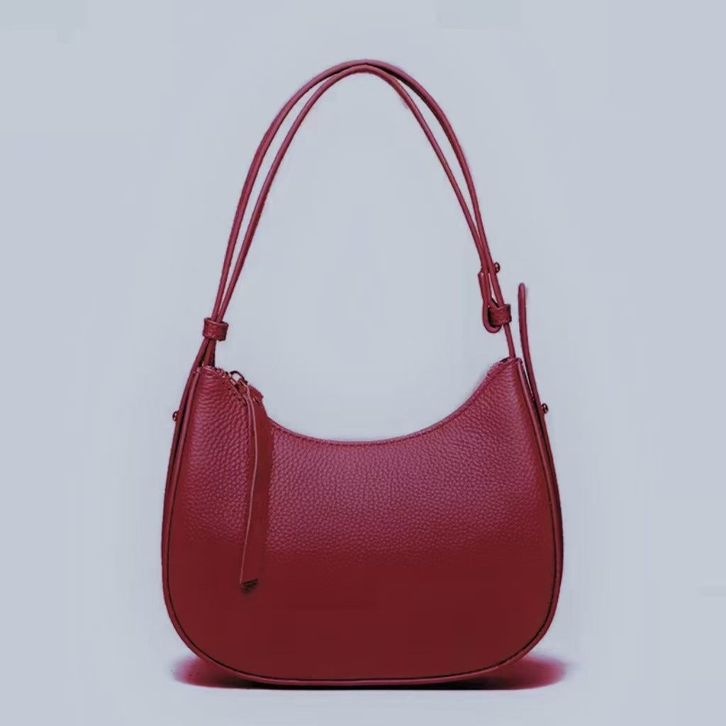 Stylish Pebbled Leather Hobo Bag Bowlift