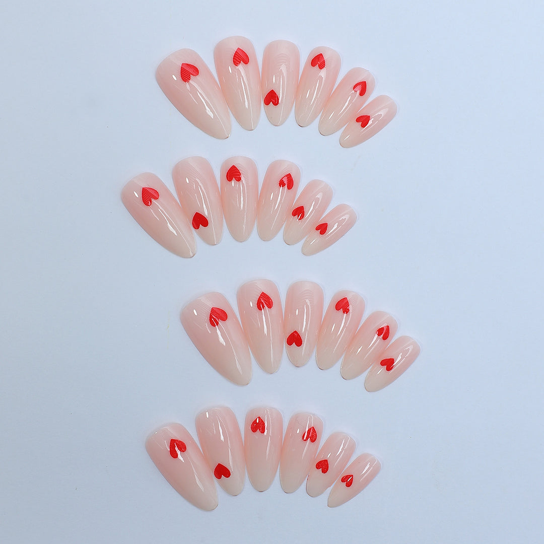 Acrylic nail set with stylish heart designs Bowlift