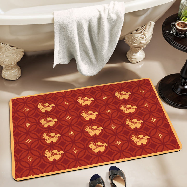 Playful Horse-Themed Memory Foam Bath Mat Bowlift