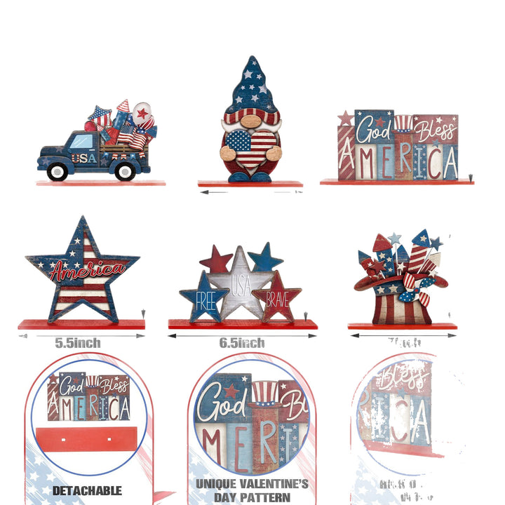 Unisex nan decorative wooden table decor Americana set with multi-part stars and figures Bowlift