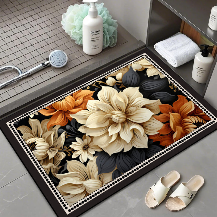 Floral Patterned Bath Mat Bowlift