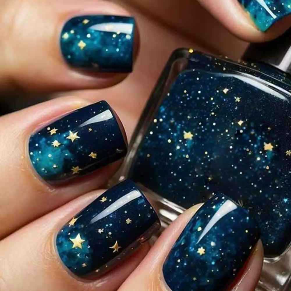 Nail art set with sparkling stars and cosmic motifs Bowlift